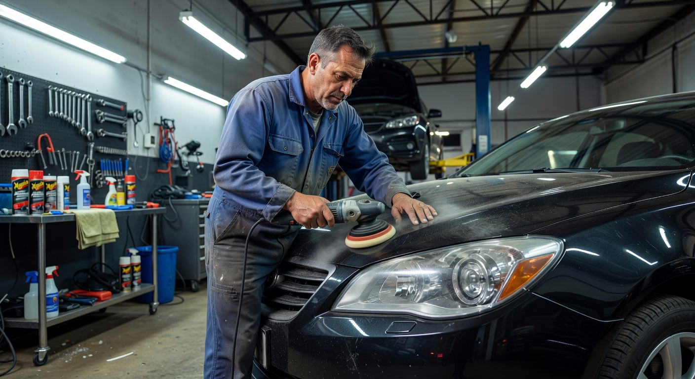 ヘッドライトポリッシュ作業